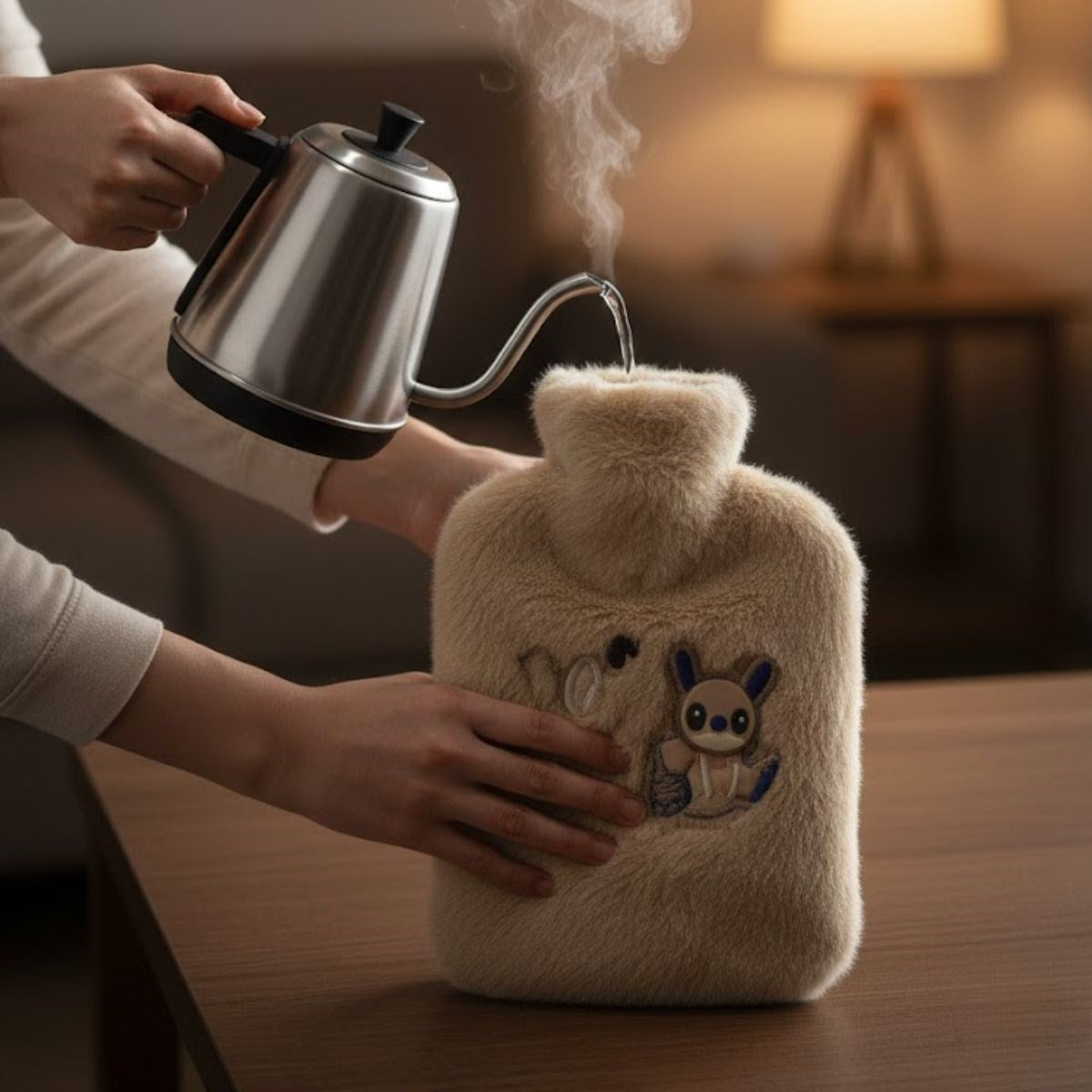 Mutlu Robot Hayvan Figürlü Peluş Sıcak Su Torbası 1 Lt - Yumuşak Kılıf, Uzun Süre Sıcak Tutan Termal Su Torbası
