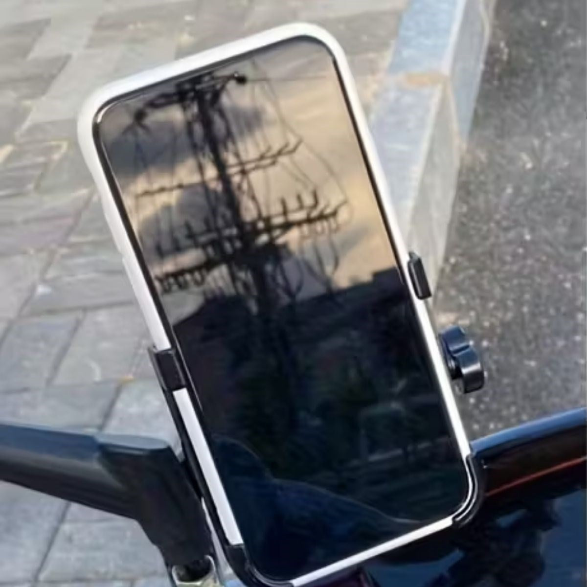 Motosiklet Gidon Telefon Tutucu-360° Döner, Kaymaz Sabitleme Sistemli, Sarsıntı Önleyici Telefon Tutucu Aparat