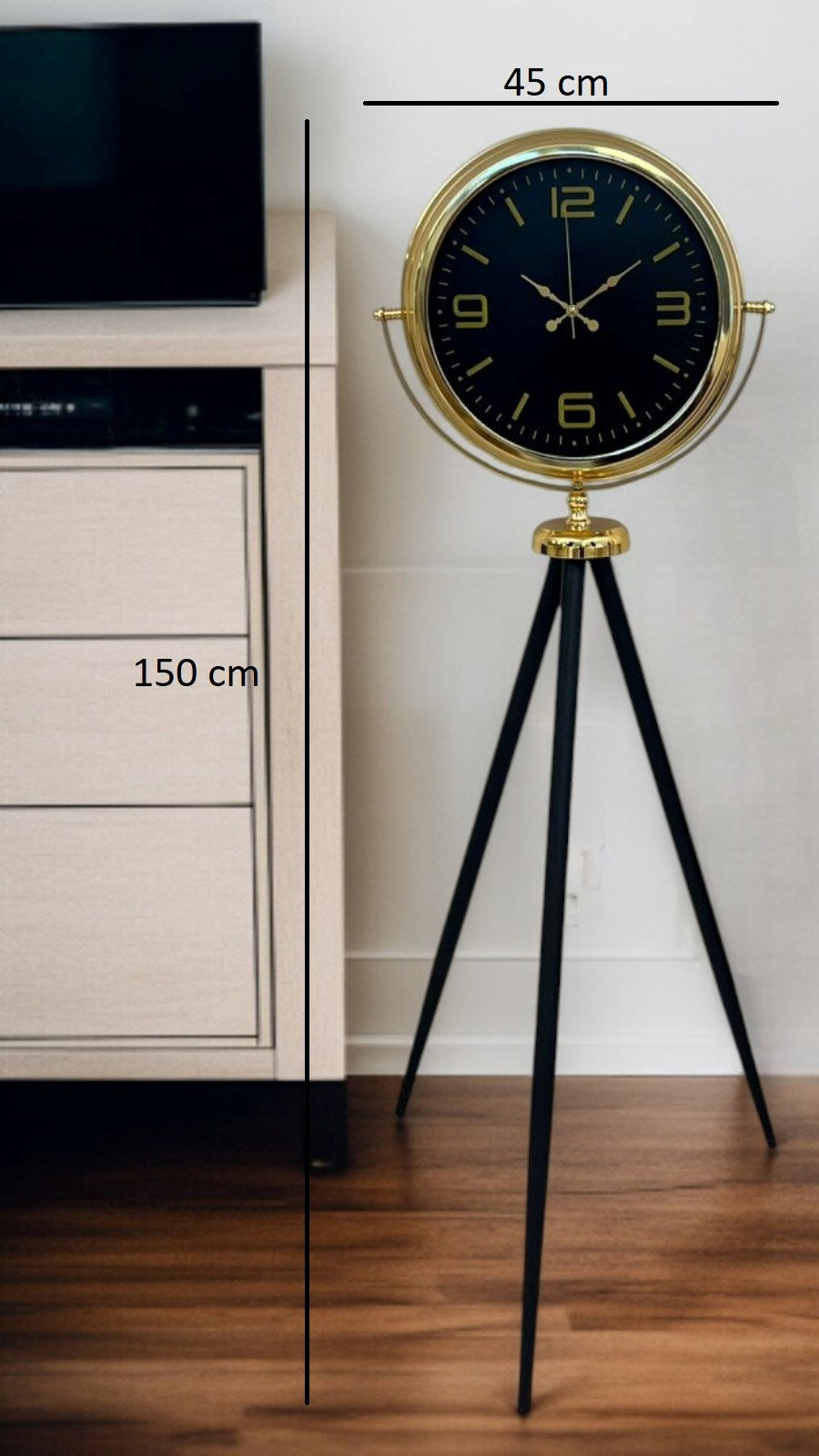 Gold Dekoratif Tasarım Tripod Ayaklı Saat