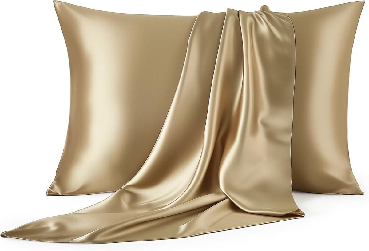 Antibakteriyel Terletmeyen İpek Saten Yastık Kılıfı 2'li 50x70 Altın Sarı