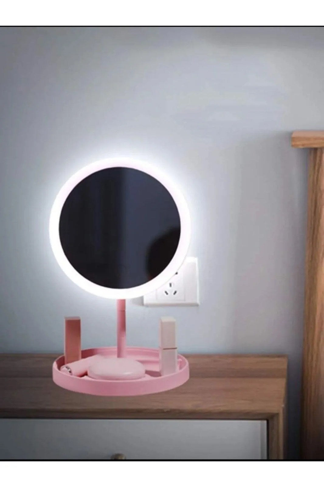 SONX  Dokunmatik Led Işıklı Usb Li Yuvarlak Masa Üstü Makyaj Aynası Makyaj Aynası Ledli