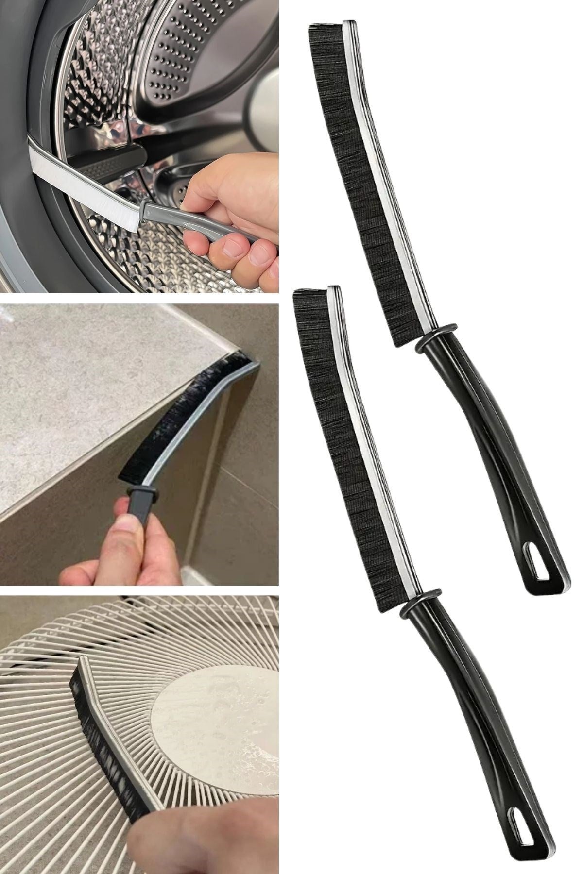 BUFFER® 2li Çok Amaçlı Multi Ince Temizlik Fırçası Derz Arası Banyo Mutfak Lavabo Detay Temizleme Fırçası