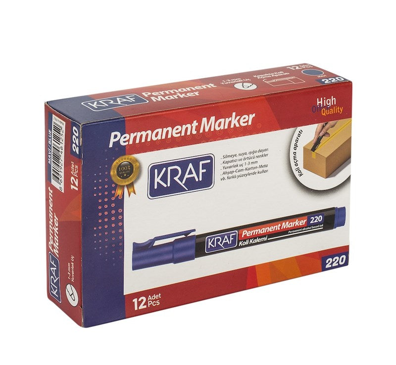 Kraf Permanent Markör Yuvarlak Uc 220 Mavi (Koli Kalemi)