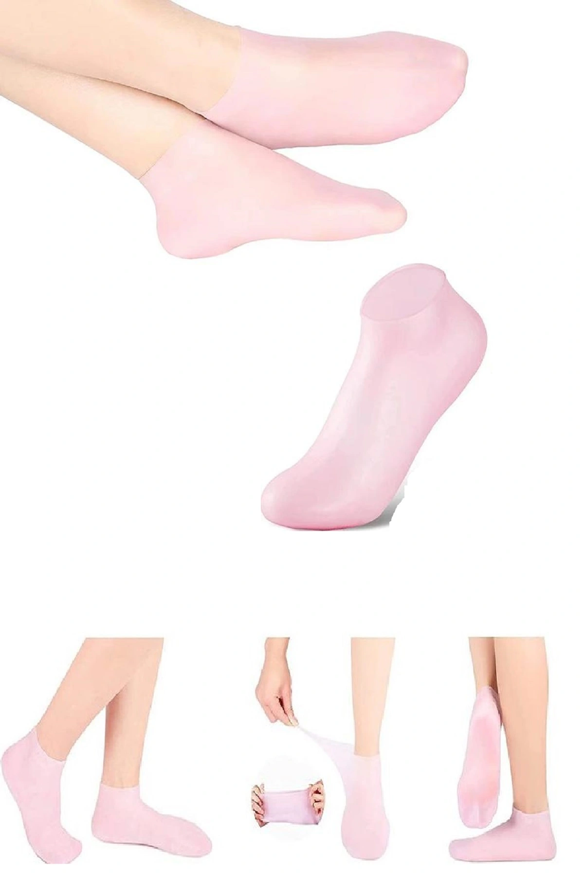 1 Çift Silikon Jel Topuk Nemlendirici Çorap Ayak Bakımı Çatlama Koruyucu Krem Çorabı