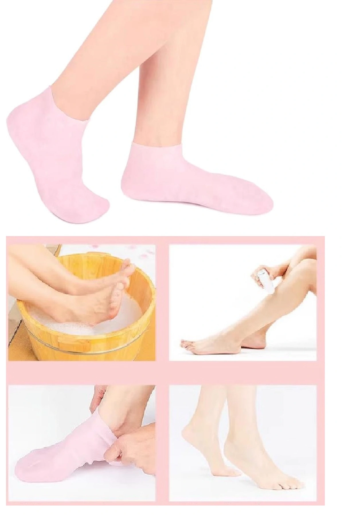 1 Çift Silikon Jel Topuk Nemlendirici Çorap Ayak Bakımı Çatlama Koruyucu Krem Çorabı