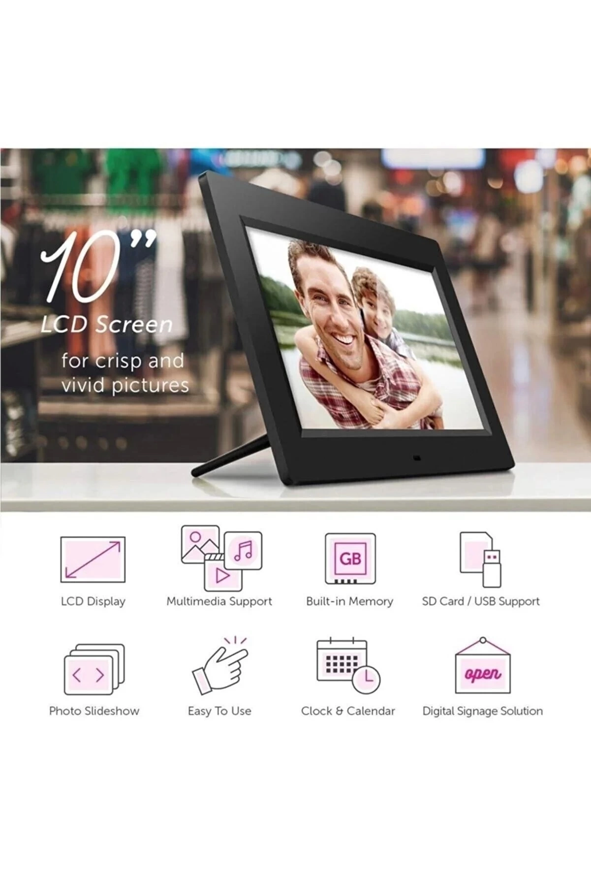10-inç Lcd Ekran Dijital Fotoğraf Çerçevesi
