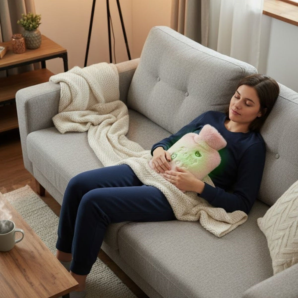 Işıklı Ayıcıklı Figürlü Pembe Peluş Sıcak Su Torbası 1 Lt - Yumuşak Kılıf, Uzun Süre Sıcak Tutan Termal Su Torbası