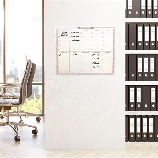 BUFFER® Şeffaf Kendiliğinden Yapışkanlı Kalemli Haftalık Planlayıcı 40cm-50cm - UcuzaGeliyor