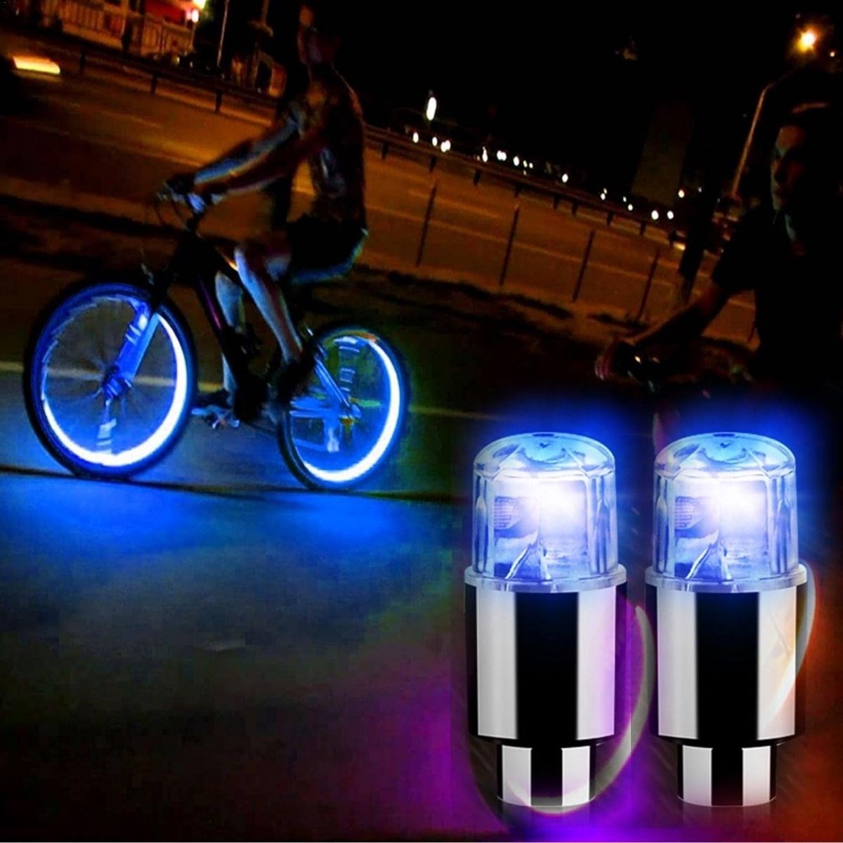 BUFFER® Araç ve Bisiklet İçin 2 li Mavi LED Hava Valfi Işık Kapakları-Gece Parlayan Lastik Lambası Sibop Kapağı - UcuzaGeliyor
