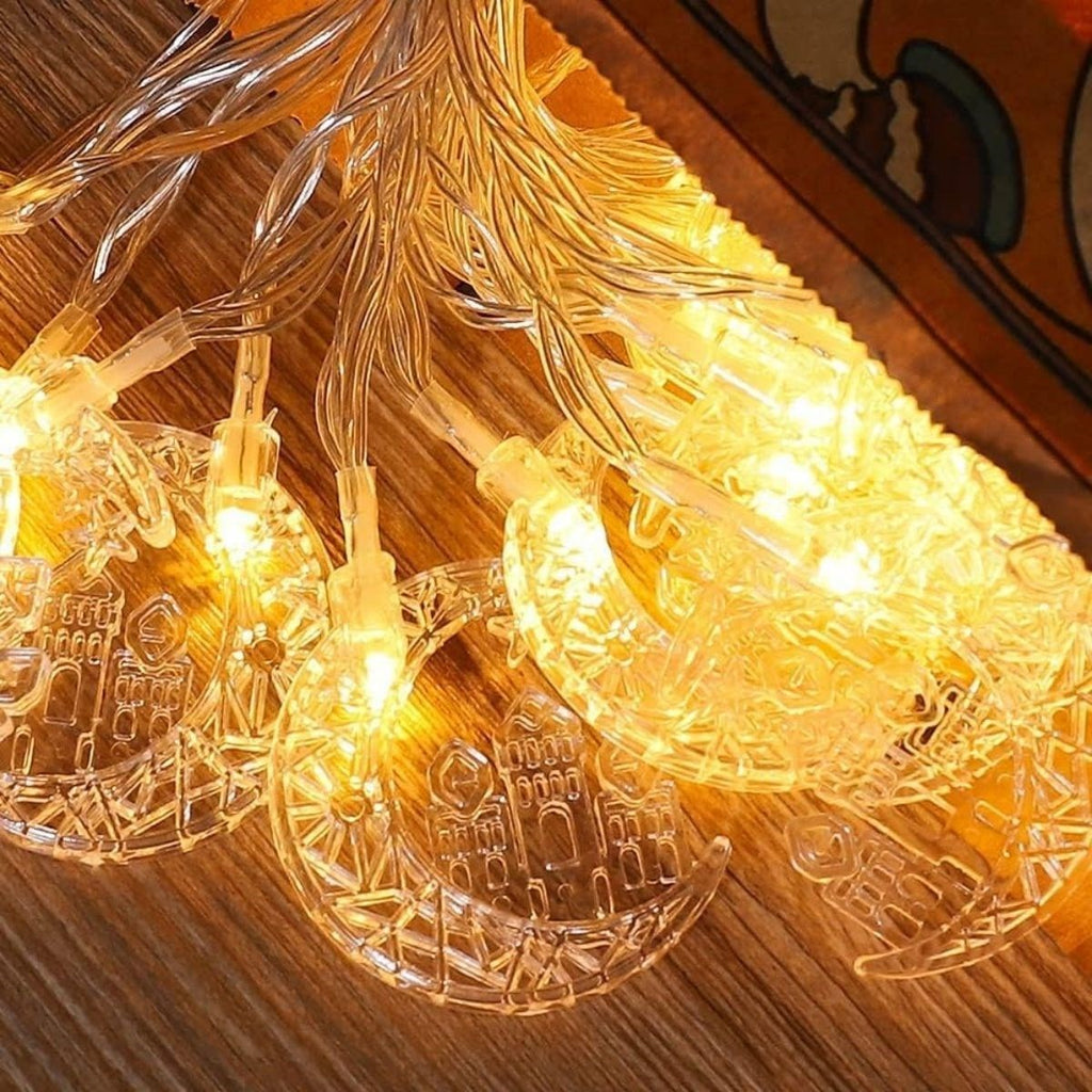 Hilal ve Cami Şekilli 3.5 Metre USB LED Işık - 20 LED li Dekoratif Ramazan Dekorasyonu ve Ortam Aydınlatması