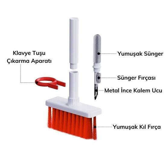 GENEL® Çok Amaçlı Kırmızı Hassas Fırça Başlıklı  Bilgisayar Laptop Temizleme Fırçası - UcuzaGeliyor