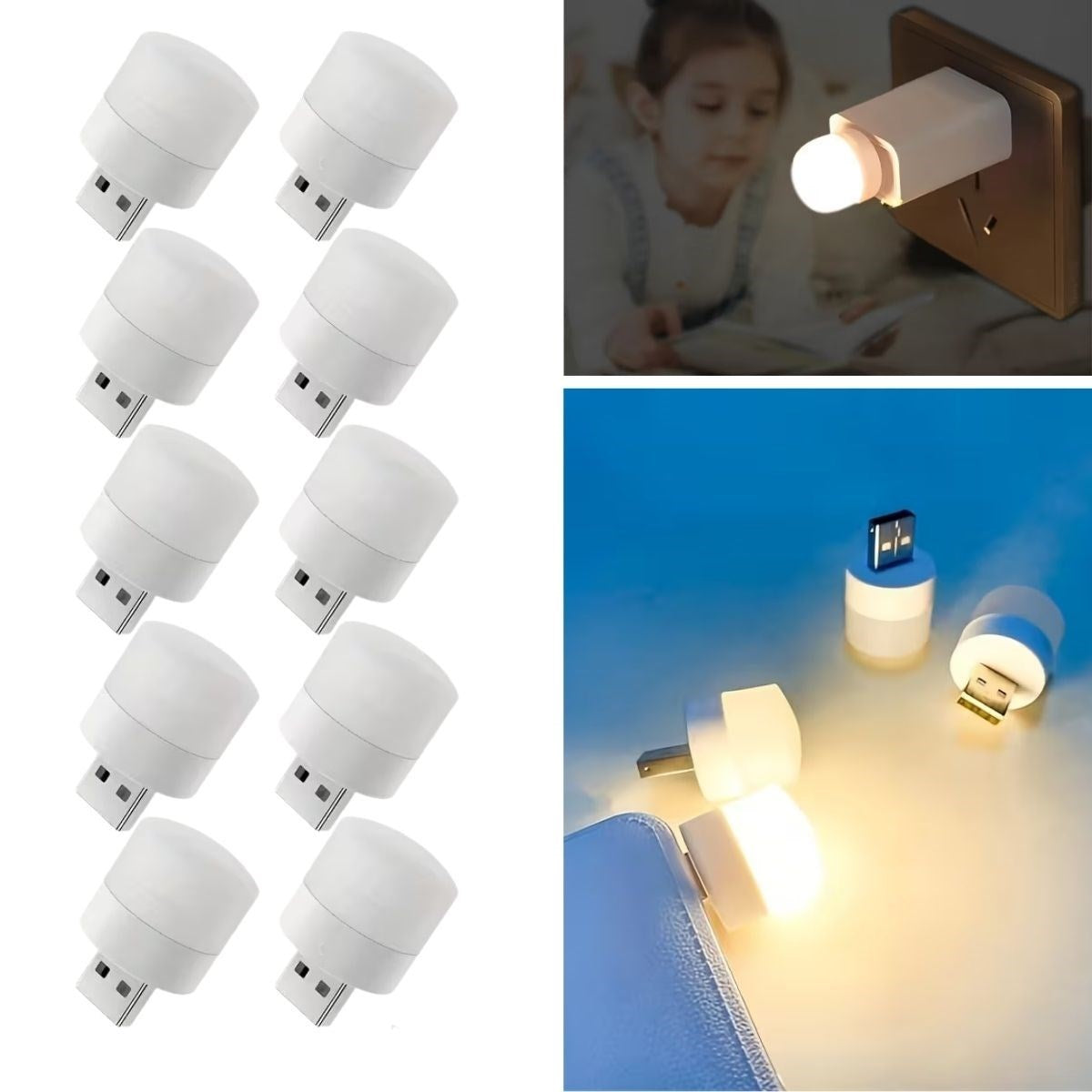 BUFFER® USB Mini Top LED 10 lu Aydınlatma Seti - Sıcak Renkli Gece Lambası, Enerji Tasarruflu Mikro LED Işıklar