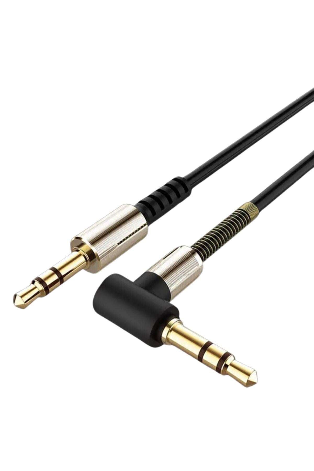 GENEL®  3.5mm AUX Kablosu Jak Erkek Erkek L Tipi 1 Metre Ses Aktarım Kablosu - UcuzaGeliyor