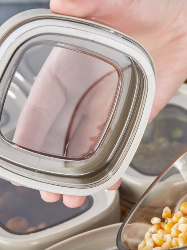 Orta Boy Hava Kilitli Saklama Kabı 1 Lt - Bej Kapak