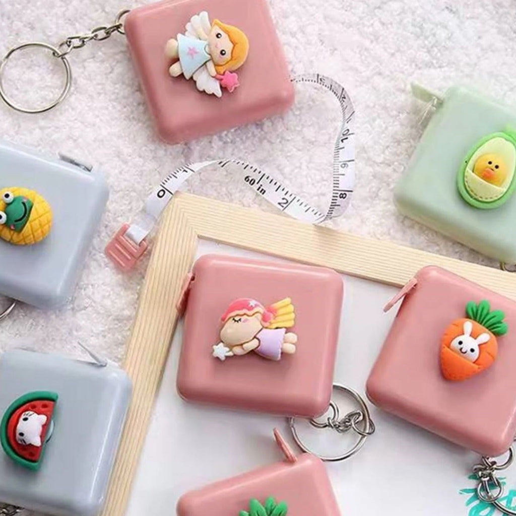 BUFFER® Sevimli Yumuşak Stickerli 150 cm Uzunluğunda Pratik Taşınabilir Çanta Boy Anahtarlıklı Mezura