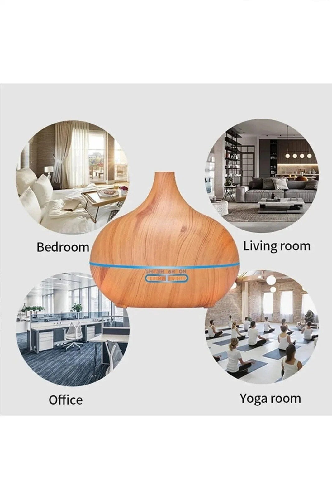 SONX Aroma Difüzörü Gece Işığı 7 Led Hava Nemlendirici Kumandalı Buhar Makinesi 500 ml