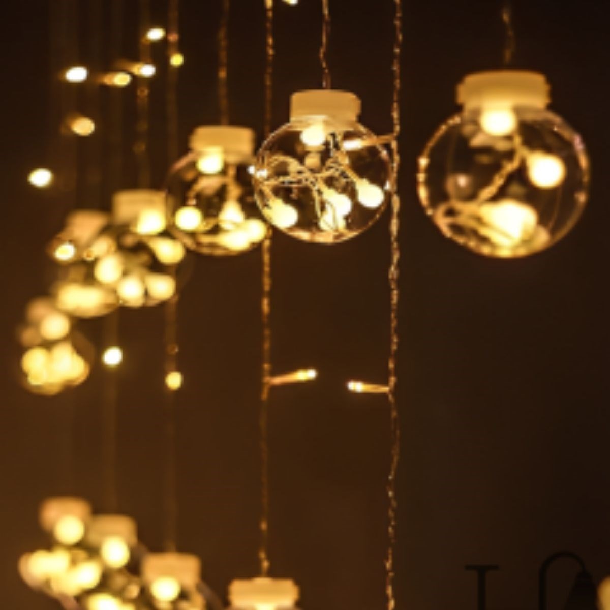 10 Sarkıtlı Kumandalı Dekoratif Top İçi Mini Toplu LED Günışığı Rengi Dekoratif Aydınlatma