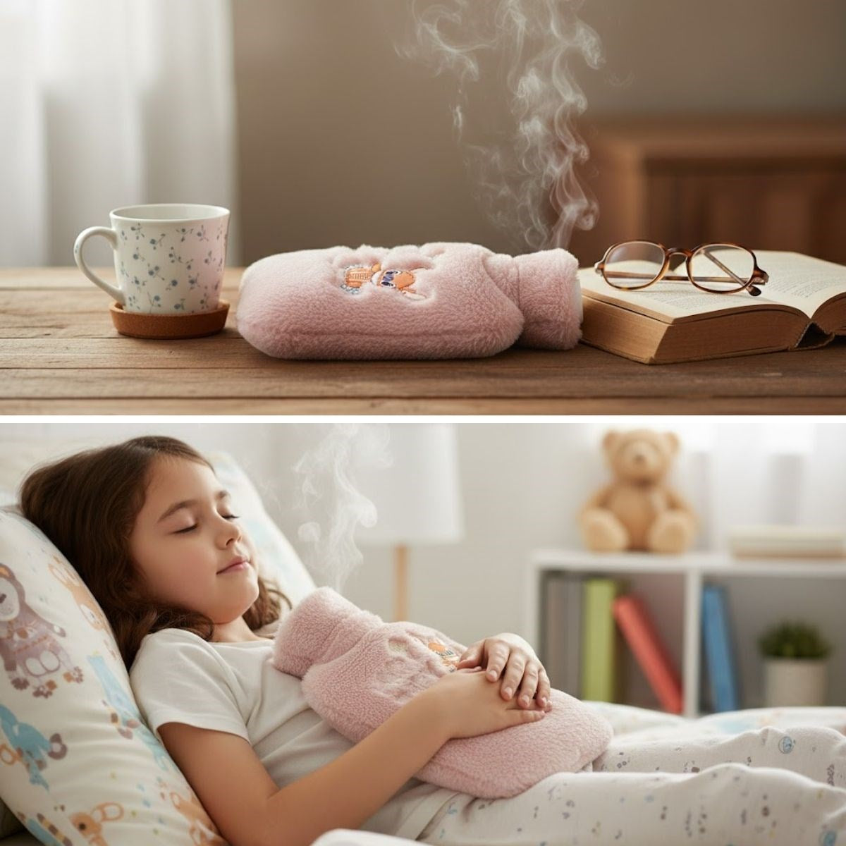 Mutlu Robot Hayvan Figürlü Pembe Peluş Sıcak Su Torbası 1 Lt - Yumuşak Kılıf, Uzun Süre Sıcak Tutan Termal Su Torbası