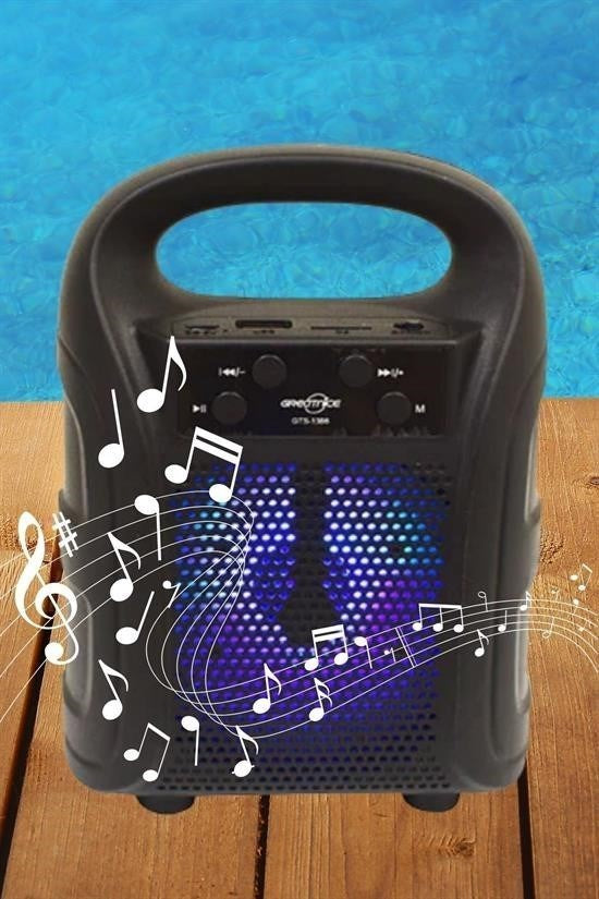 Tutmalı Mini Hoparlör Işıklı Taşınabilir Bluetooth Wireless Radyolu Sd Kart ve USB Girişli Hoparlör - UcuzaGeliyor