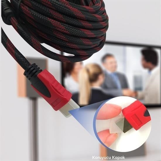 GENEL® HDMI Kablosu HDTV Bilgisayar Uydu Görüntü Ses Full HD Sargılı Görüntü Aktarma Kablosu - UcuzaGeliyor