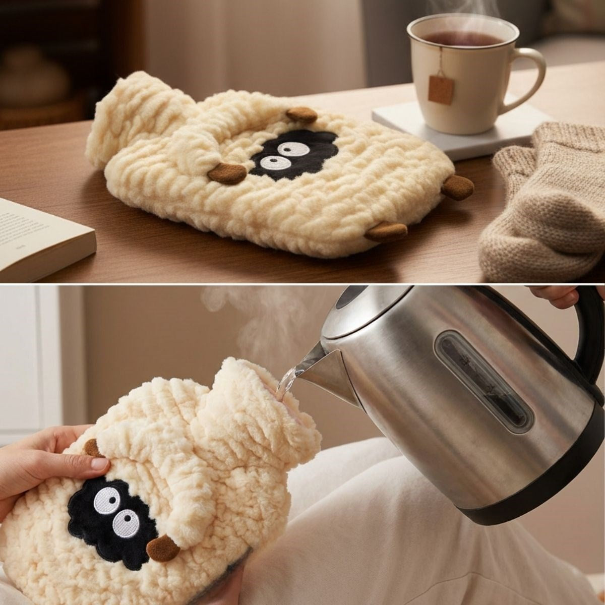 Kuzucuk Figürlü Peluş Sıcak Su Torbası 1 Lt - Yumuşak Kılıf, Uzun Süre Sıcak Tutan Termal Su Torbası