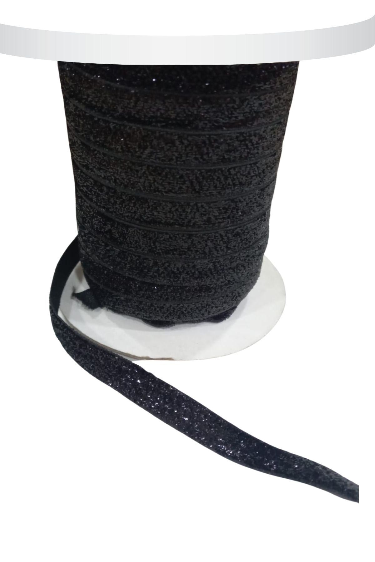 Kadife Kurdele Simli 1 cm Siyah 2 Metre - UcuzaGeliyor