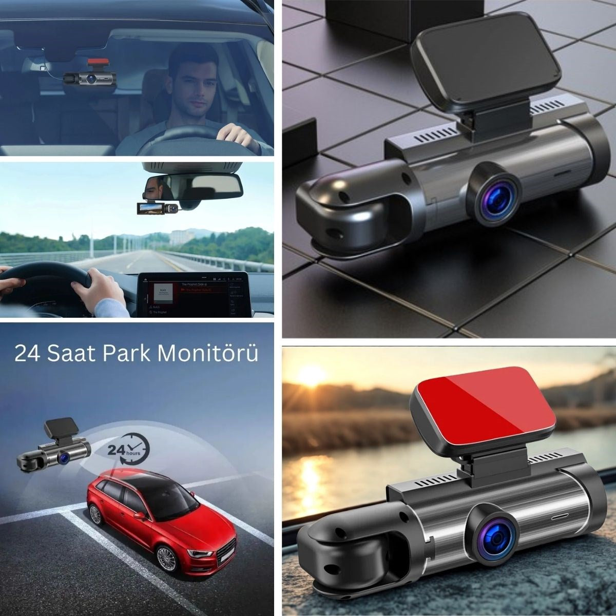 BUFFER®  WiFi Destekli Araç İçi & Dışı Çift Kameralı Dikiz Aynası Kamera - UcuzaGeliyor