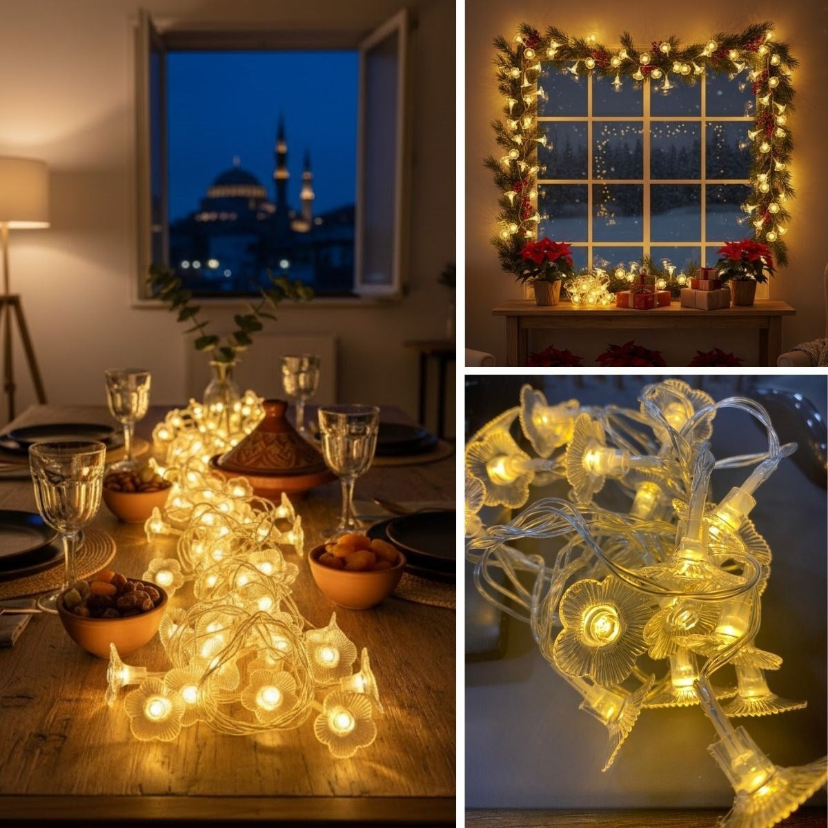 Çiçek Desenli 3.5 Metre USB LED Işık - 20 LED li Dekoratif Ortam Aydınlatması