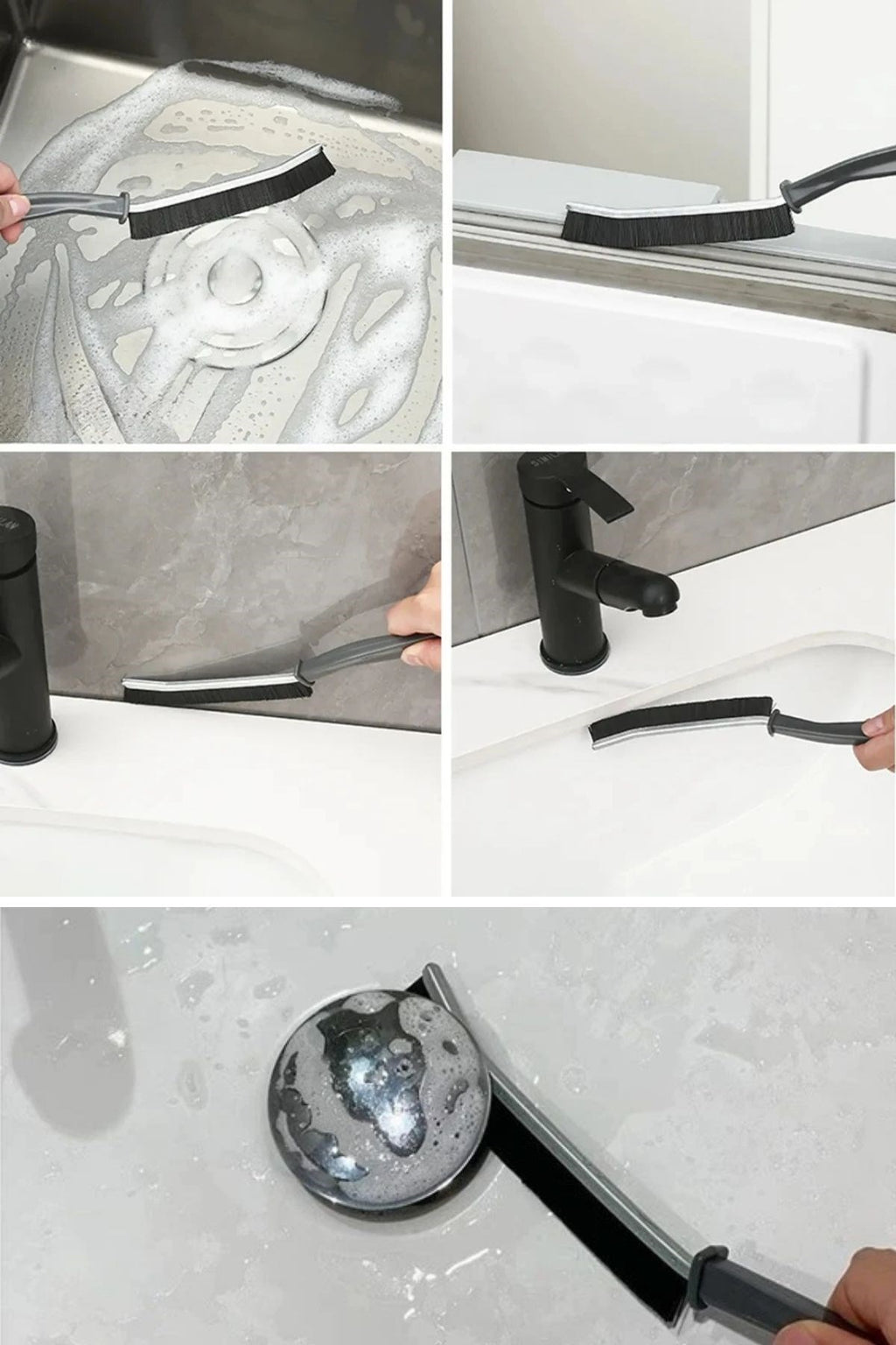 BUFFER® 2li Çok Amaçlı Multi Ince Temizlik Fırçası Derz Arası Banyo Mutfak Lavabo Detay Temizleme Fırçası