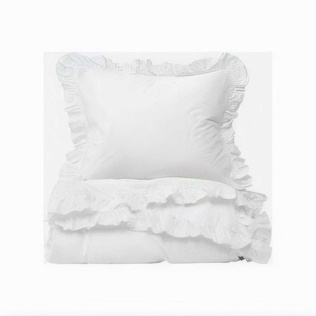 Beyaz fırfırlı çift kişilik nevresim takımı - UcuzaGeliyor