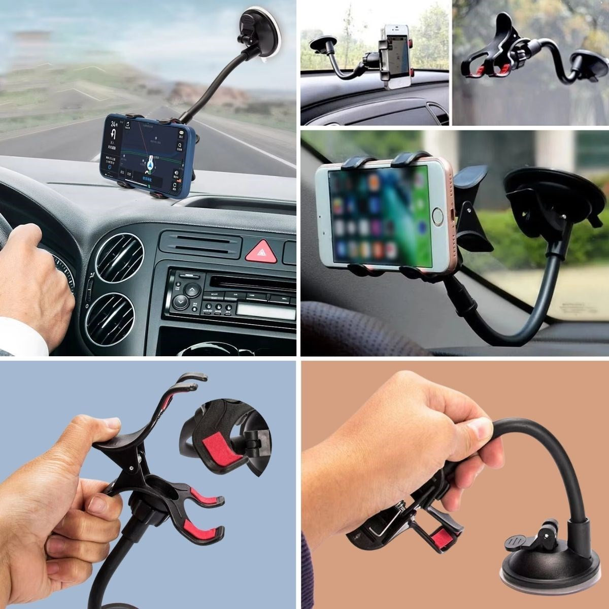 GENEL® Akrobat Cama Sabitlenen Güçlü Vakumlu 360 Derece Dönen Tüm Modellere Uyan Oto Telefon Tutucu - UcuzaGeliyor