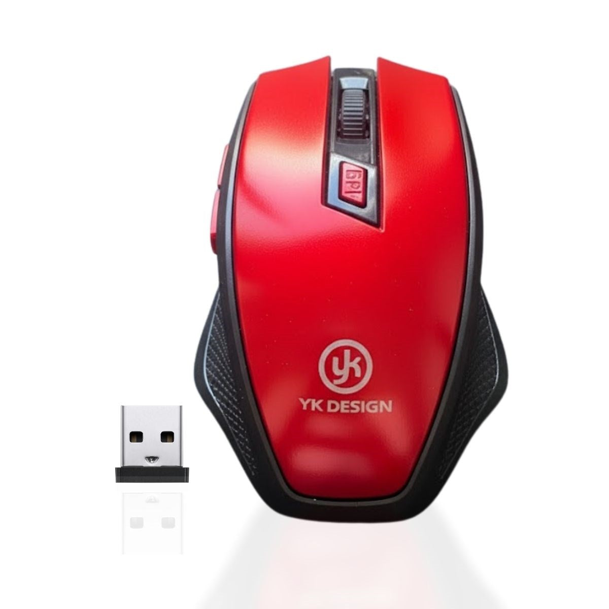 BUFFER® Kırmızı Renkli Baş Parmak Destekli Ergonomik Sessiz Kablosuz Mouse - USB Alıcılı, Ofis ve Oyun İçin Konforlu Bilgisayar Faresi MS6300
