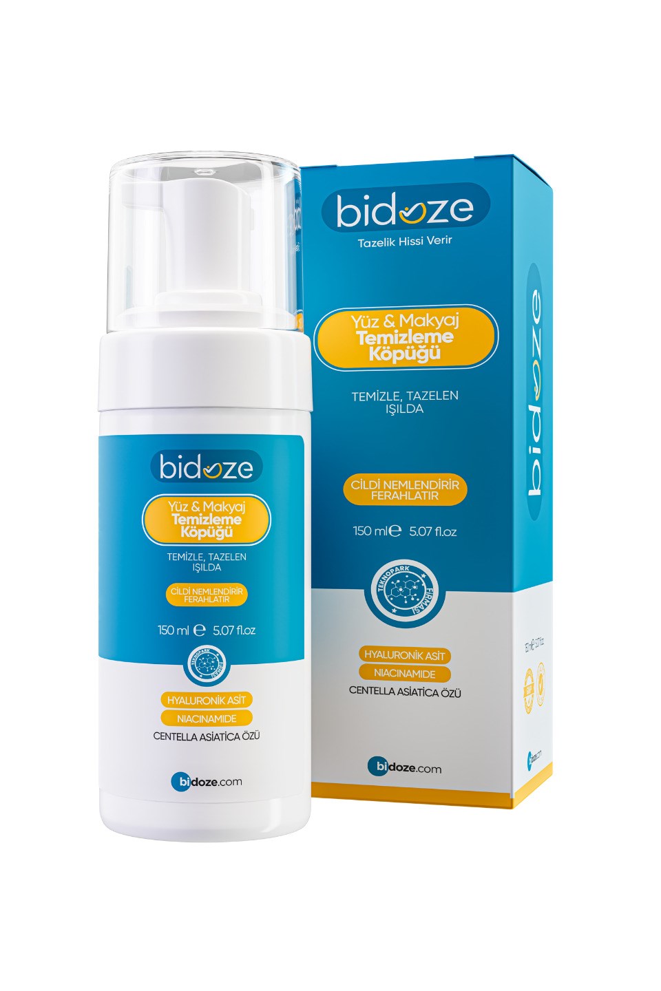 Bidoze Yüz & Makyaj Temizleme Köpüğü 150 Ml | Niacinamide, Centella ve Hyaluronik Asitli Arındırıcı Bakım