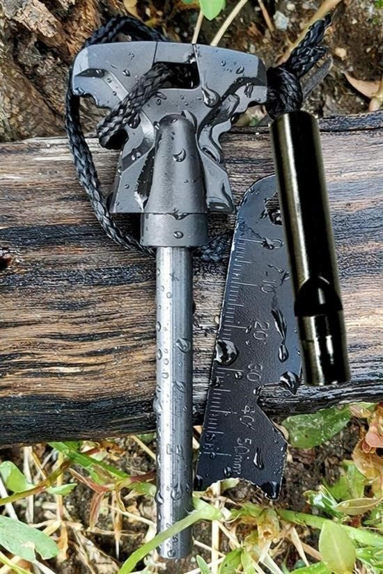 BUFFER® Acil Durum Magnezyum Çubuk Çakmaktaşı Hayatta Kalma Ateş Başlatıcı Çakmak Kiti Düdük Hediyel