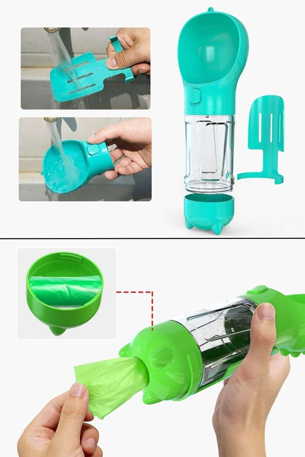 GENEL® Taşınabilir Hazneli Mama Kaplı ,Kaka Poşetli Kedi,Köpek Suluğu-300ml - UcuzaGeliyor