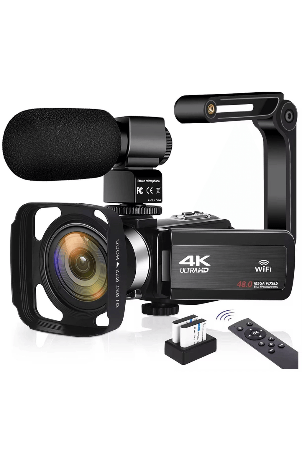 4k Vlog Dijital Video Kamera Wifi 48mp 16x Kaydedici Fotoğrafçılık 3.0  ıps Dokunmatik Ekran Mikrofon Çift Batarya