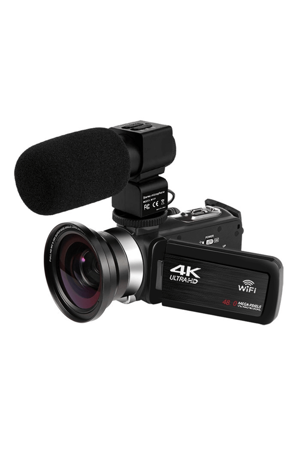 4k Vlog Dijital Video Kamera Wifi 48mp 16x Kaydedici Fotoğrafçılık 3.0  ıps Dokunmatik Ekran Mikrofon Çift Batarya