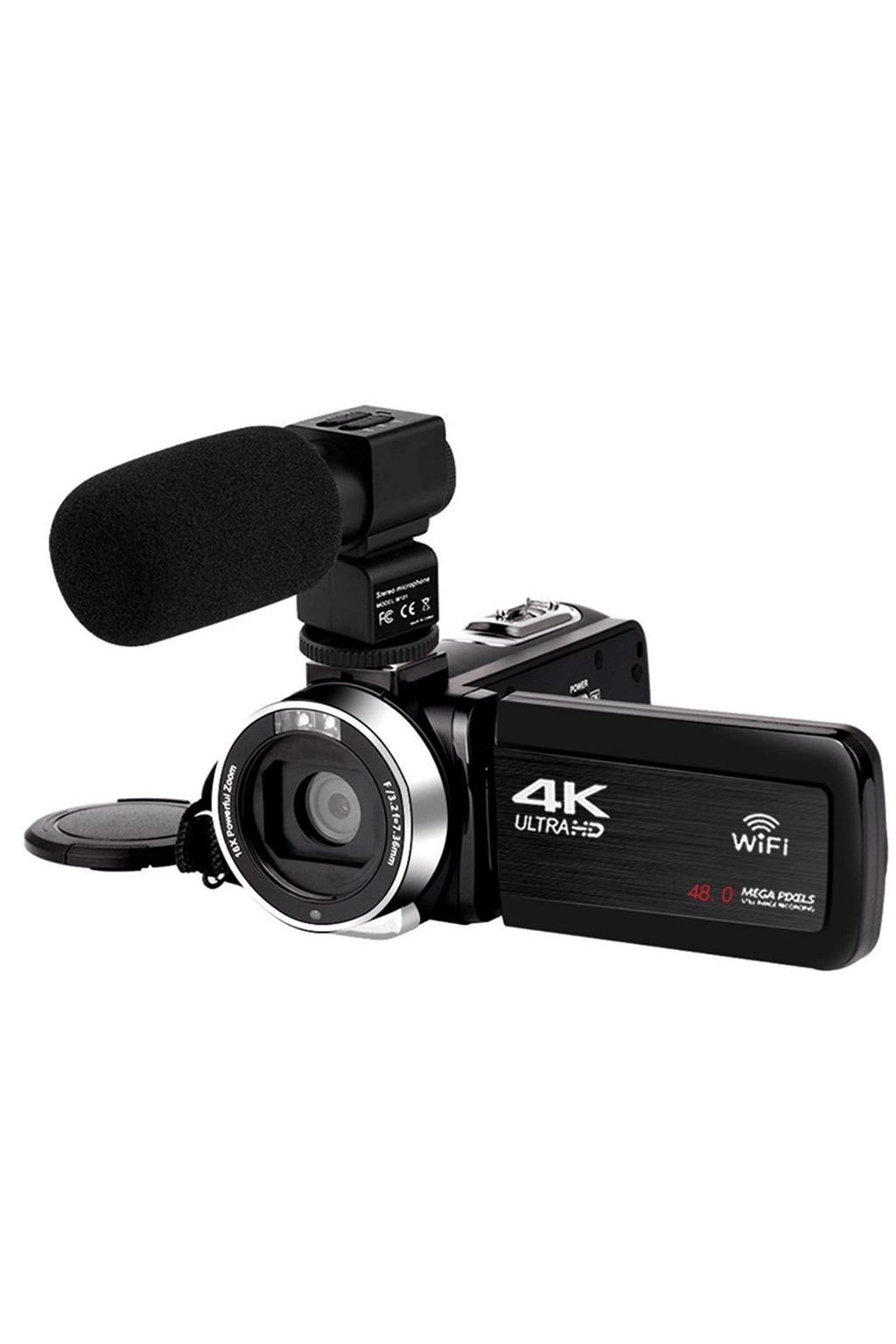 4k Vlog Dijital Video Kamera Wifi 48mp 16x Kaydedici Fotoğrafçılık 3.0  ıps Dokunmatik Ekran Mikrofon Çift Batarya