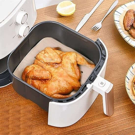 50 Adet Air Fryer Pişirme Kağıdı Tek Kullanımlık Hava Fritöz Yapışmaz Yağlı Kağıt Delikli Model - UcuzaGeliyor
