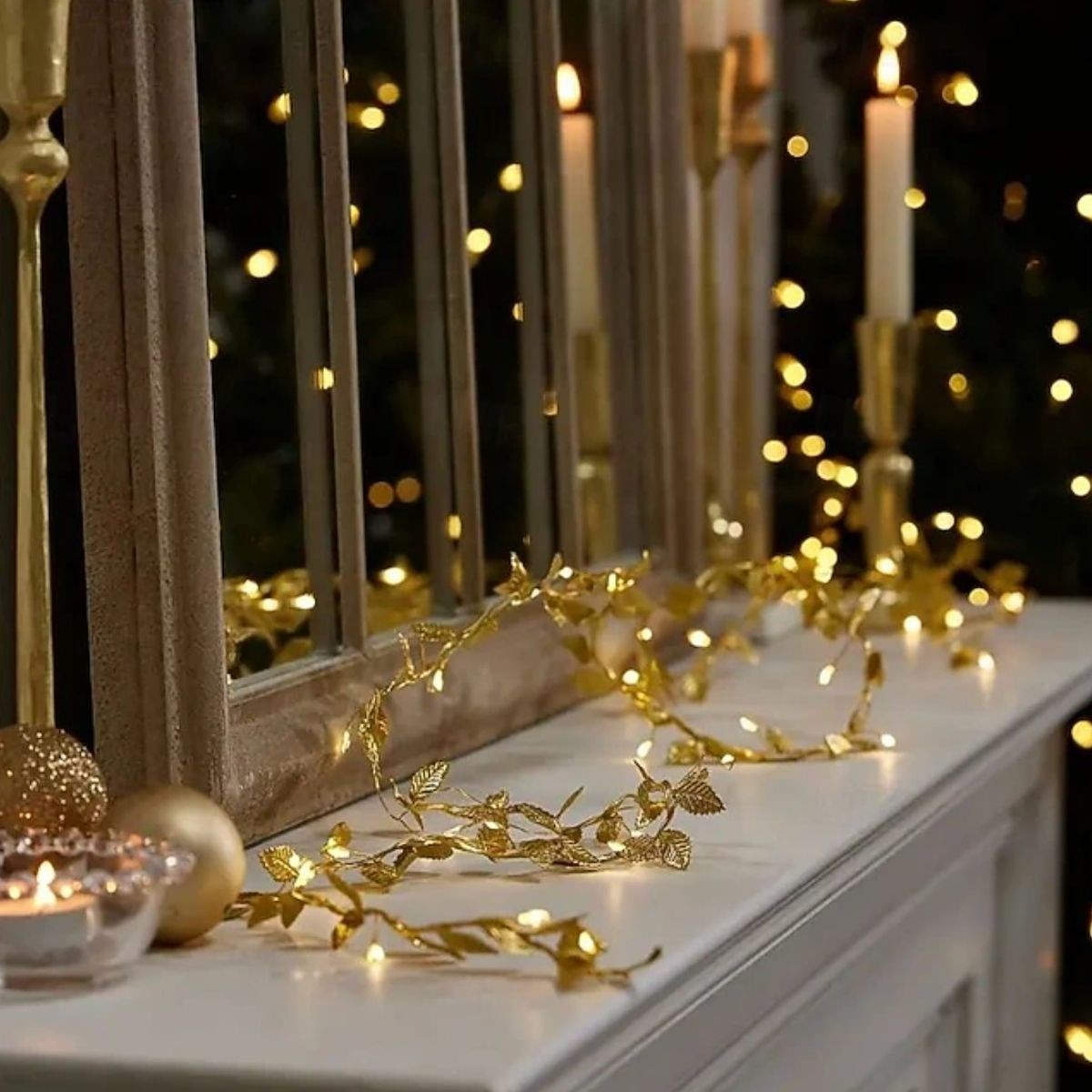 3 Metre Yaldızlı Gold LED Işık - Dekoratif Ortam ve Yılbaşı Aydınlatması