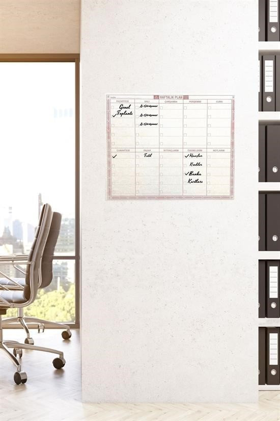 BUFFER® Şeffaf Kendiliğinden Yapışkanlı Kalemli Haftalık Planlayıcı 40cm-50cm - UcuzaGeliyor