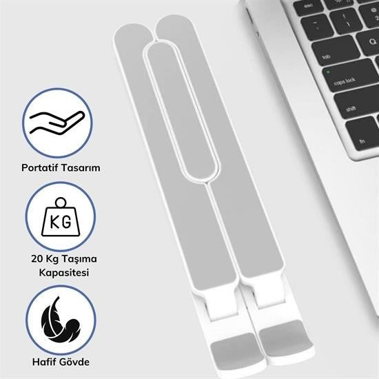 GENEL® Ayarlanabilir Plastik Dizüstü Destek Tabanı Katlanabilir Taşınabilir Laptop Sehpası Yükselti - UcuzaGeliyor