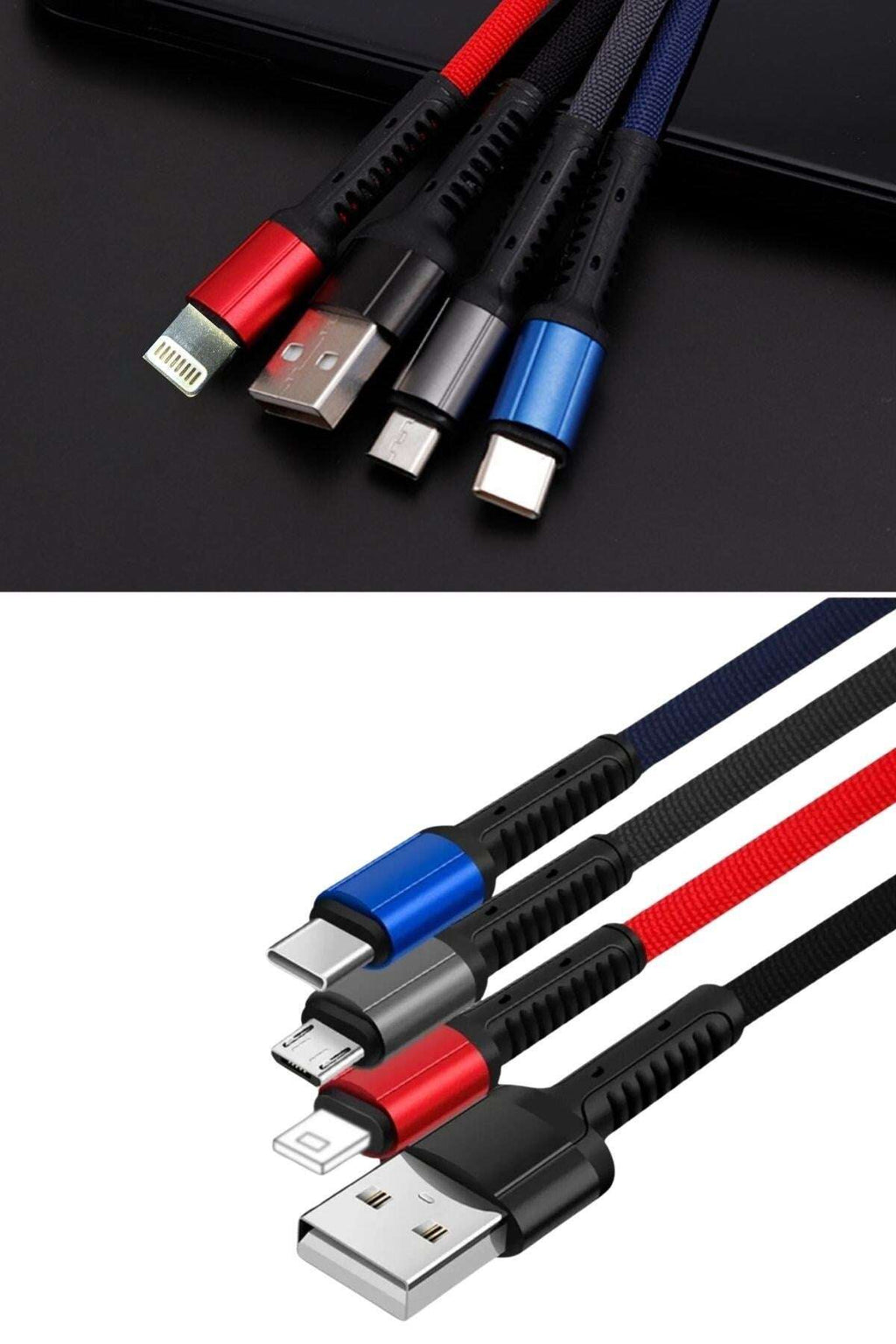 GENEL® Işıklı Anahtarlık Model 3 in 1 USB Çıkışlı MİKRO,TYPE-C ve İphone Uyumlu Şarj Kablosu - UcuzaGeliyor
