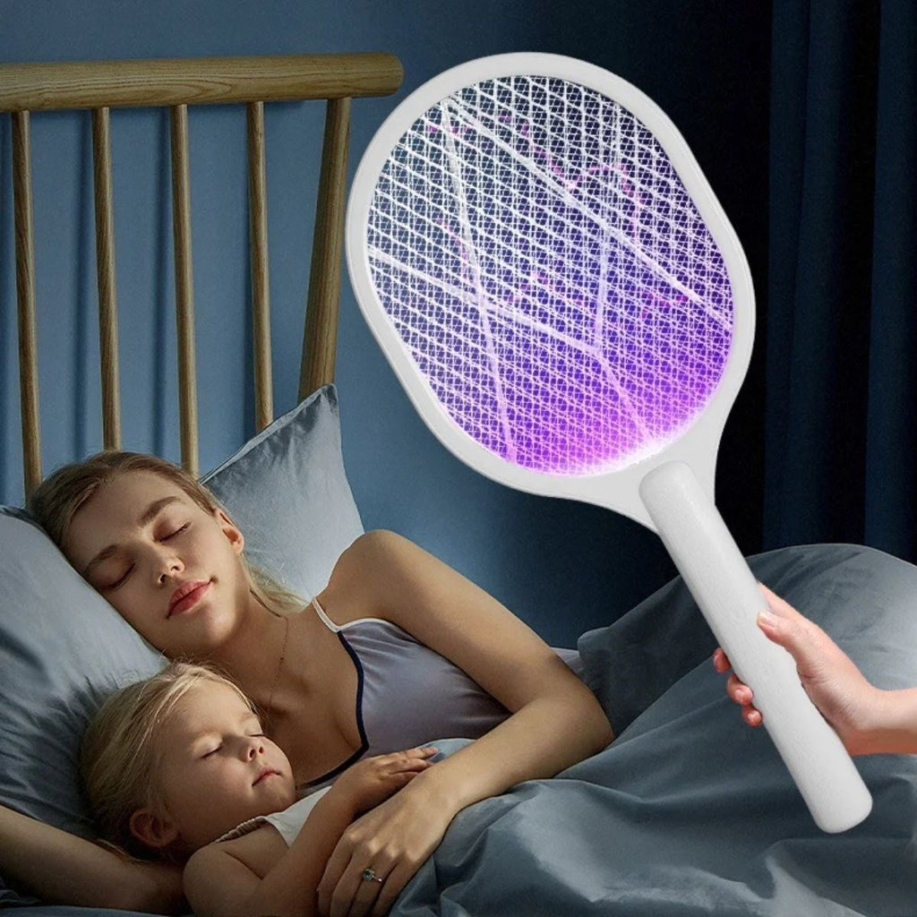 GENEL® Şarjlı Sinek Öldürücü Masaüstü Standlı,Mor Işık Sinek Kovucu Raket 5w - UcuzaGeliyor