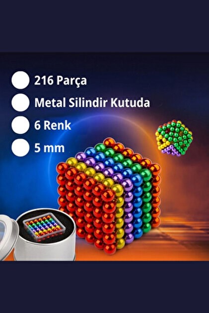 216 Adet 5mm Manyetik Top Seti Sihirli Miknatisli Küp Yapi Oyuncak Stres Rahatlama Eglenceli