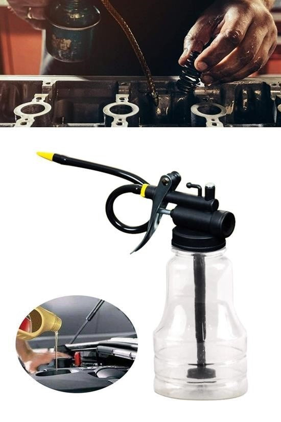 BUFFER® Taşınabilir Hortumlu Şeffaf Yağ Bidonu Pompası Yüksek Basınçlı Hızlı Yağlama Gres Tabancası