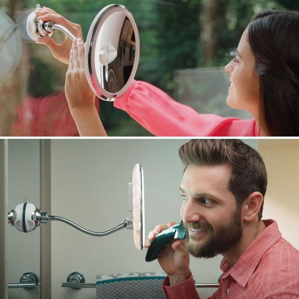 BUFFER® 360° Döner Esnek Makyaj Aynası - 10X Büyüteçli, Güçlü Vantuzlu Detay Görüntüleme Çok Açılı Makyaj & Cilt Bakım Aynası - UcuzaGeliyor