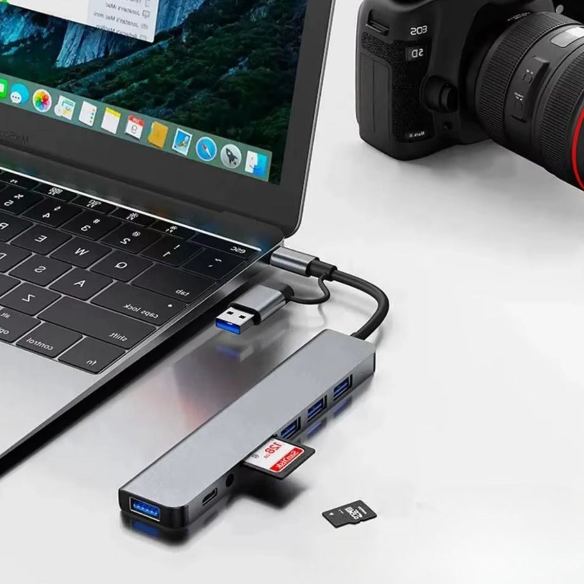 BUFFER® 8 in 1 Usb Çevirici Notebook Macbook Type-C Uyumlu Görüntü Aktarıcı Hub - UcuzaGeliyor
