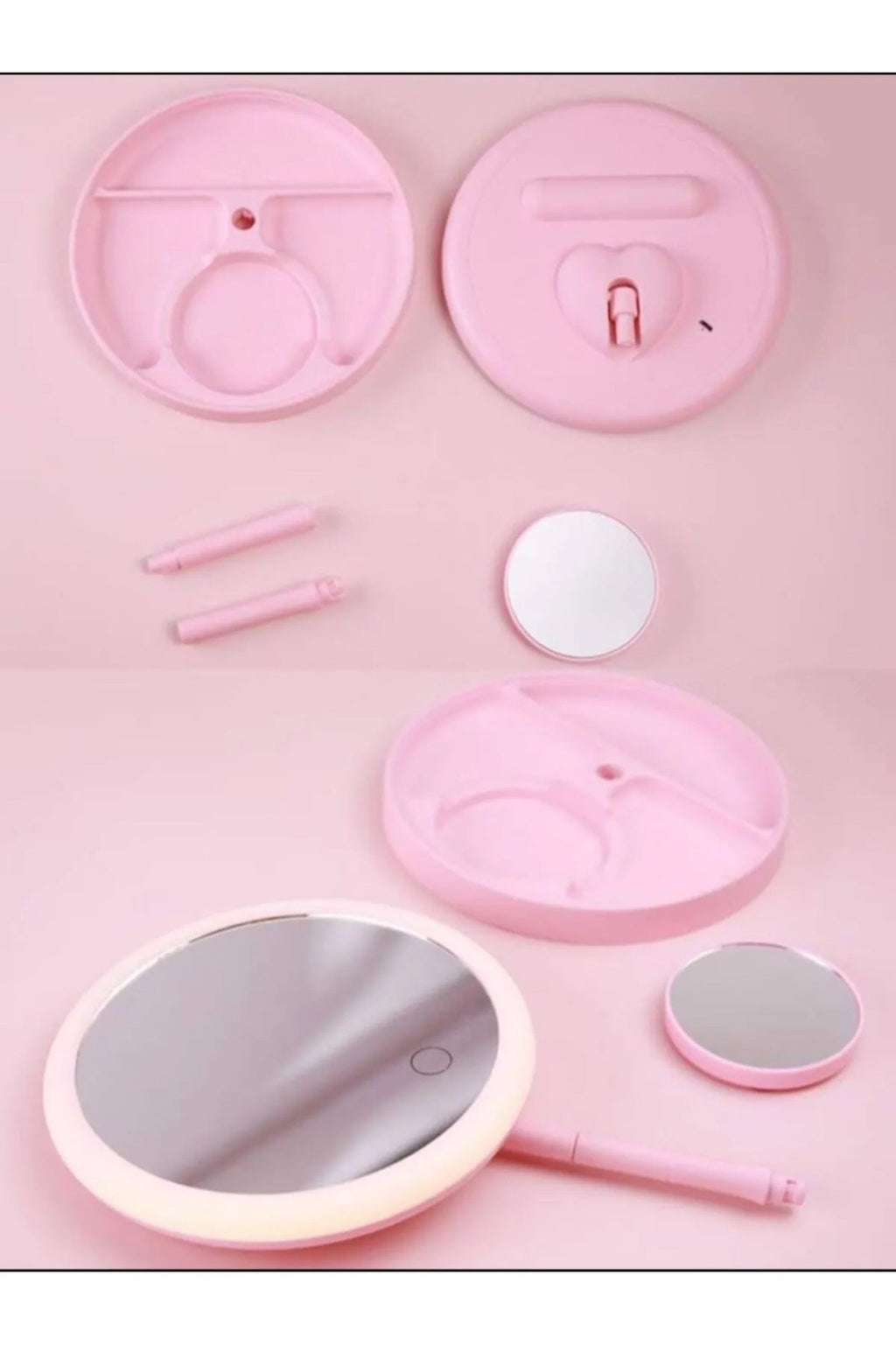 SONX  Dokunmatik Led Işıklı Usb Li Yuvarlak Masa Üstü Makyaj Aynası Makyaj Aynası Ledli