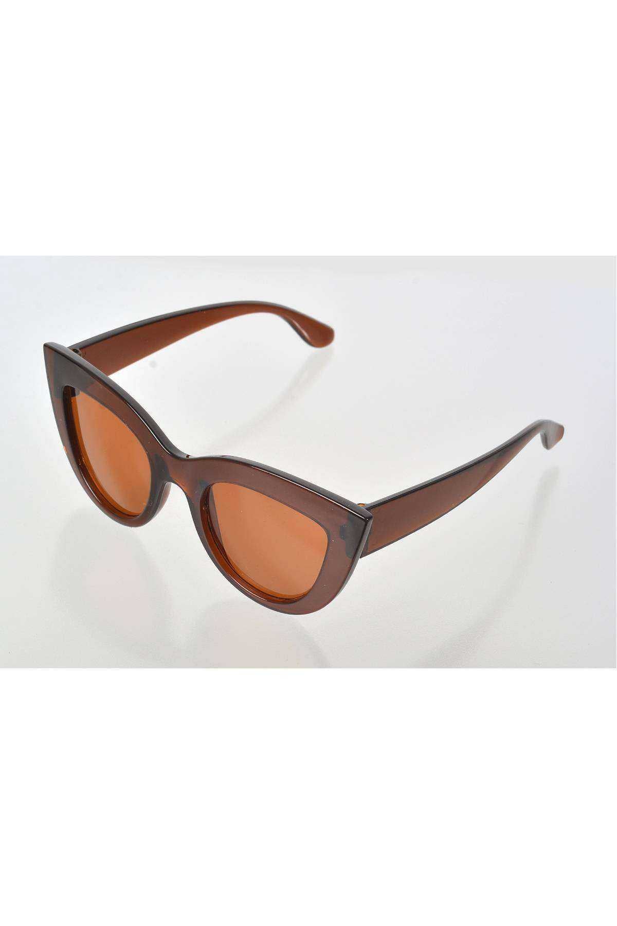 Kahverengi Çerçeve Cat Eye Kadın Güneş Gözlüğü - Moda Gözlük